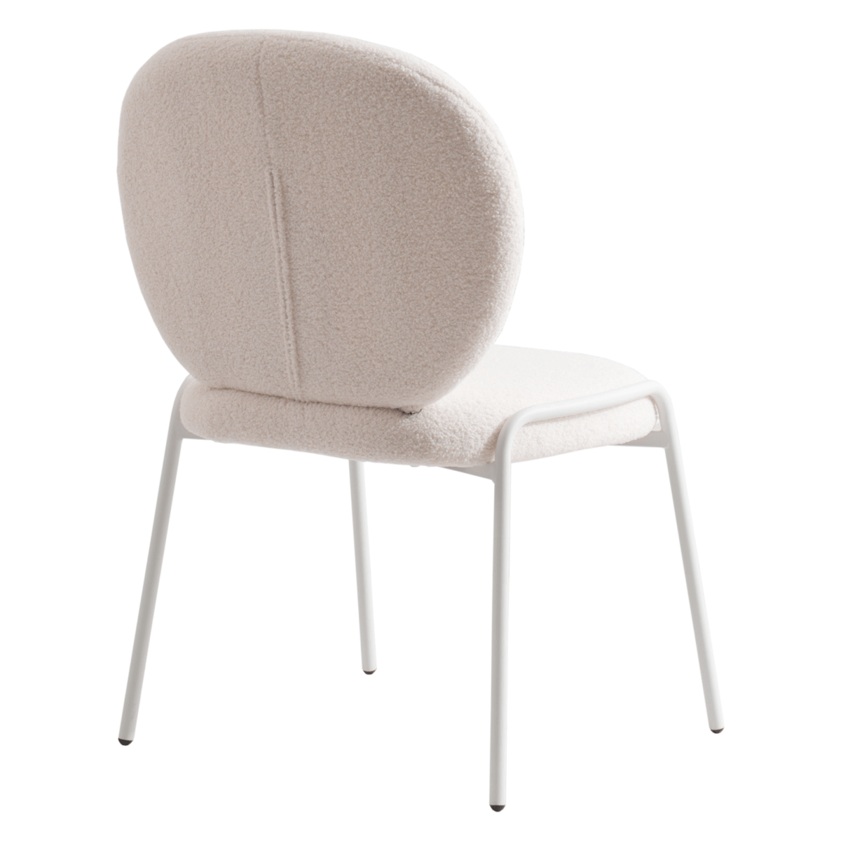 Celestial Modern Boucle Dining Side Chair with Black/White Powder Coated Iron Frame White Armless White Dining Chair Leisuremod