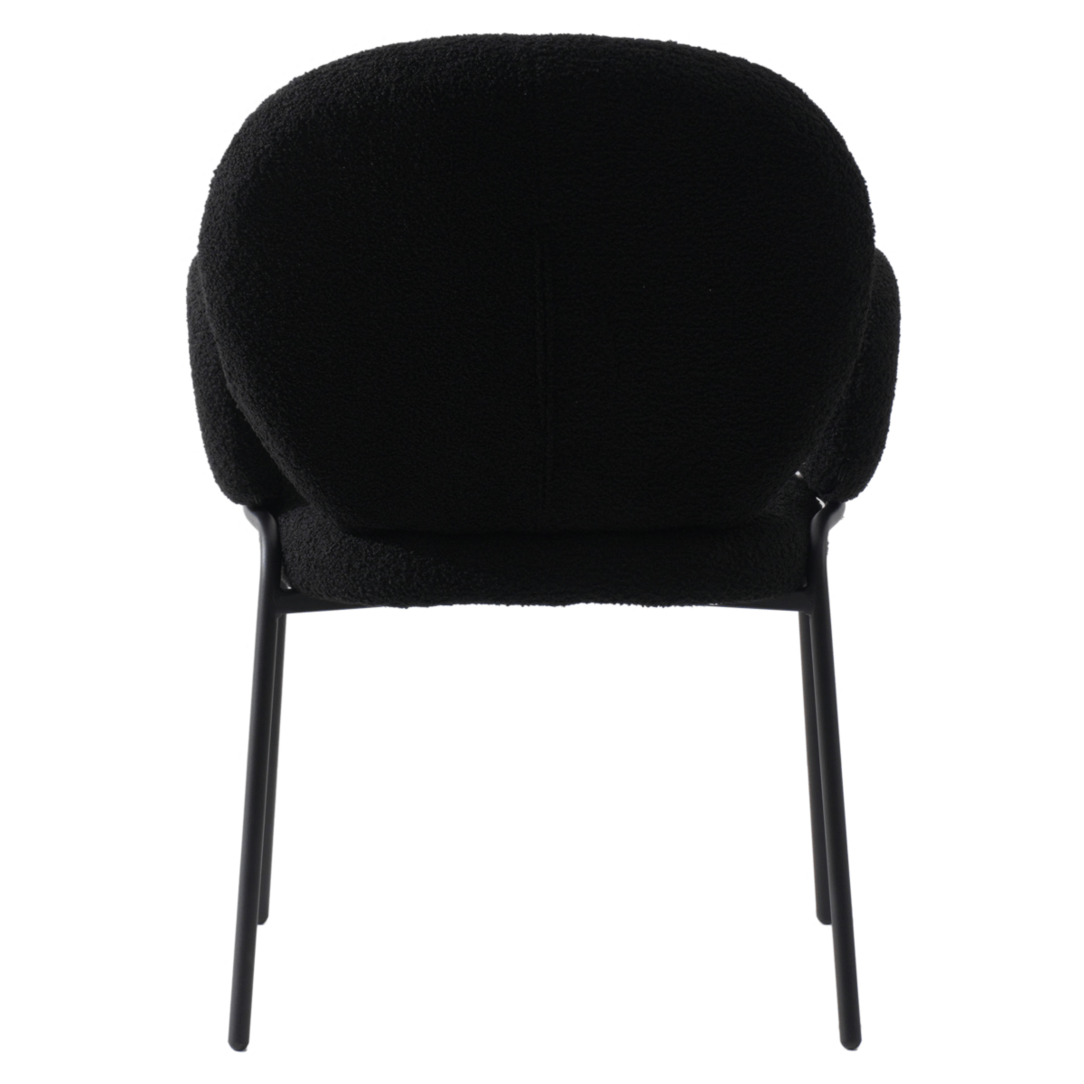 Celestial Modern Boucle Dining Side Chair with Black/White Powder Coated Iron Frame Black With Arm Black Dining Chair Leisuremod