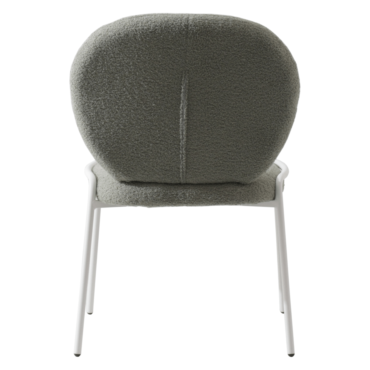 Celestial Modern Boucle Dining Side Chair with Black/White Powder Coated Iron Frame White Armless Green Dining Chair Leisuremod