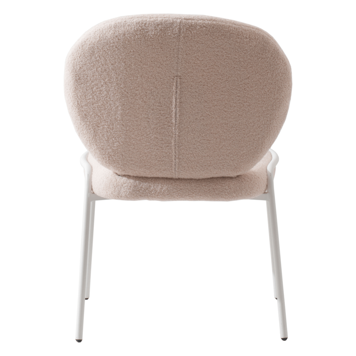 Celestial Modern Boucle Dining Side Chair with Black/White Powder Coated Iron Frame White Armless Beige Dining Chair Leisuremod