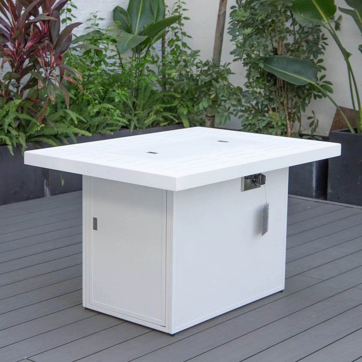 Chelsea Patio Modern Black Aluminum Propane Fire Pit Table - Elax Furniture