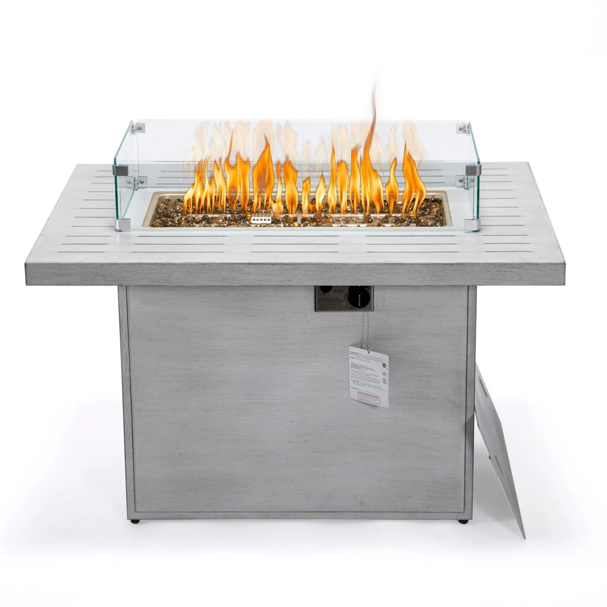 Chelsea Patio Modern Black Aluminum Propane Fire Pit Table - Elax Furniture