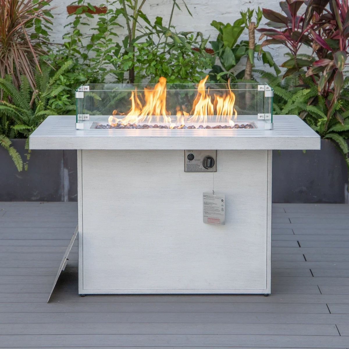 Chelsea Patio Modern Black Aluminum Propane Fire Pit Table - Elax Furniture