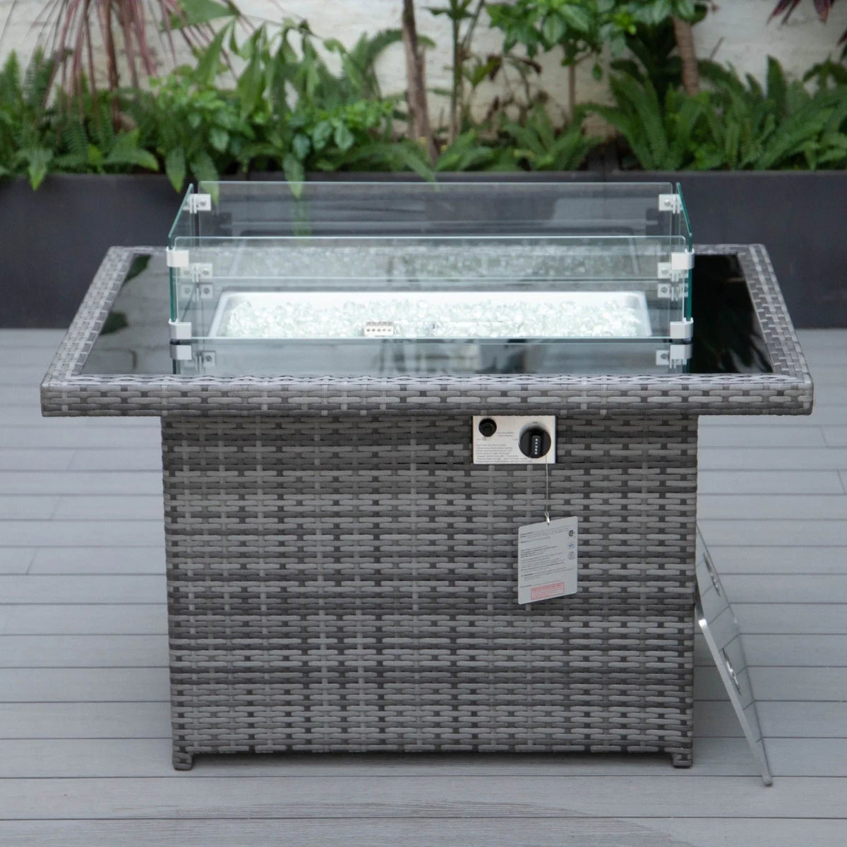 Mace Patio Modern Wicker Propane Fire Pit Table - Elax Furniture
