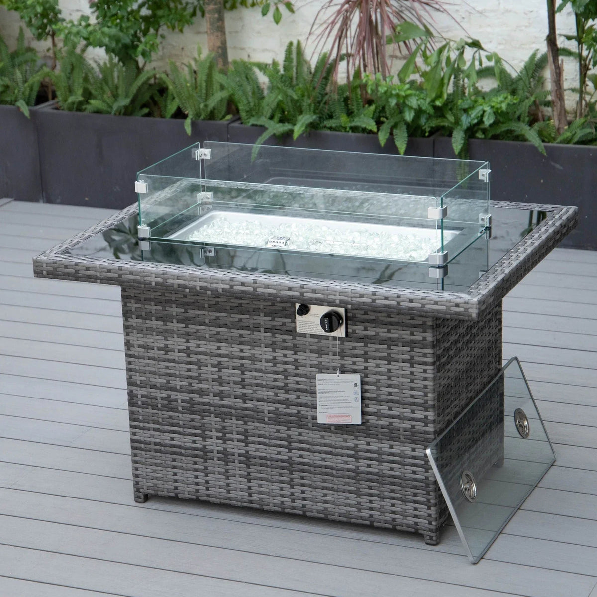 Mace Patio Modern Wicker Propane Fire Pit Table - Elax Furniture