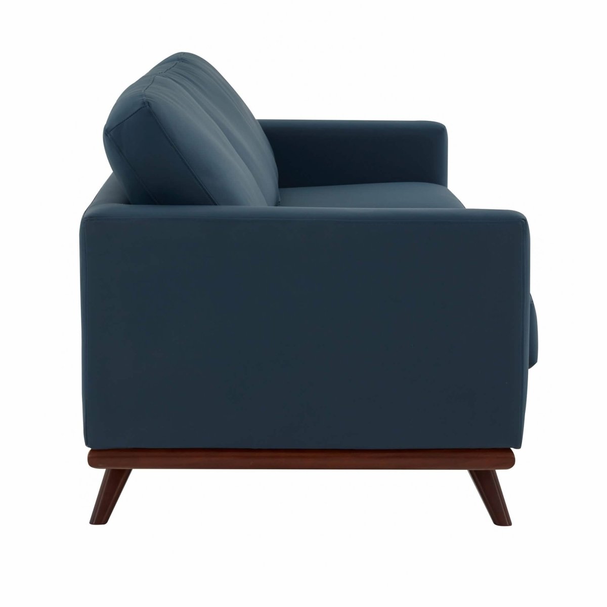 Chester 3-Seater Leather/Mesh Full Size Sofa in Birch Wood Base Leather Navy Blue Sofa Leisuremod