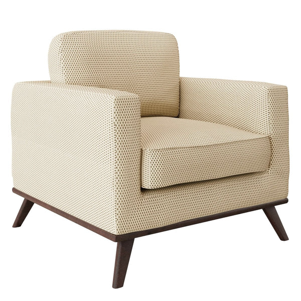 Chester Modern Leather/Mesh Accent Arm Chair With Birch Wood Base Mesh Beige Sofa Leisuremod