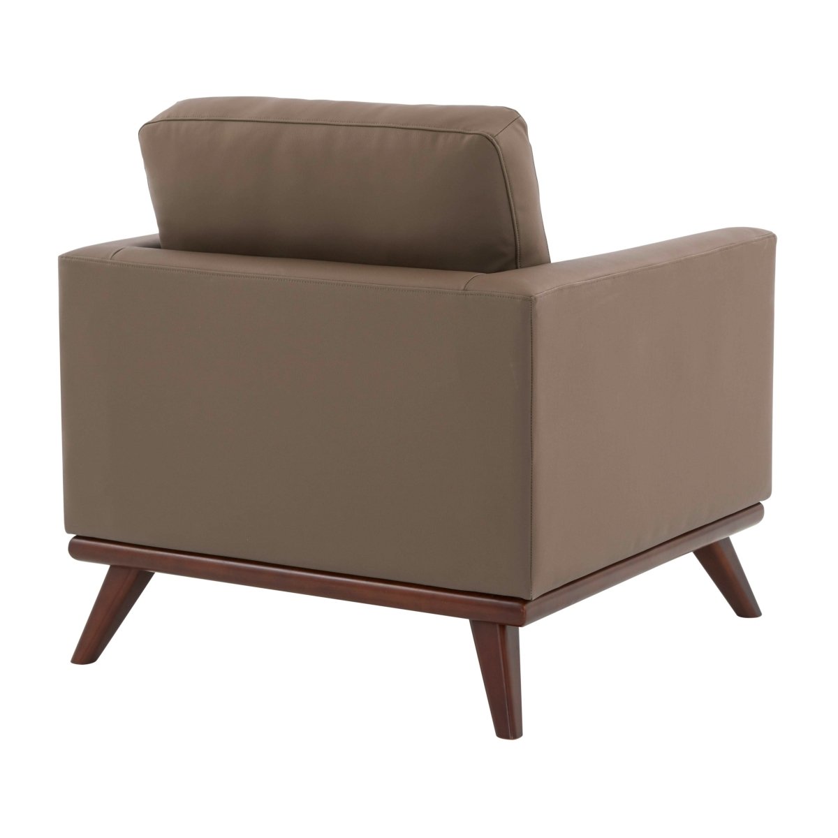 Chester Modern Leather/Mesh Accent Arm Chair With Birch Wood Base Leather Taupe Sofa Leisuremod