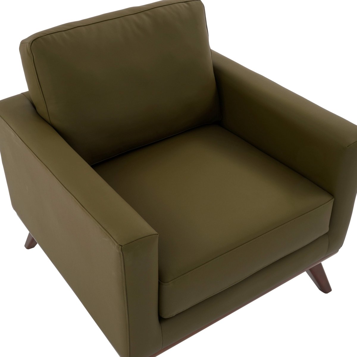 Chester Modern Leather/Mesh Accent Arm Chair With Birch Wood Base Leather Green Sofa Leisuremod