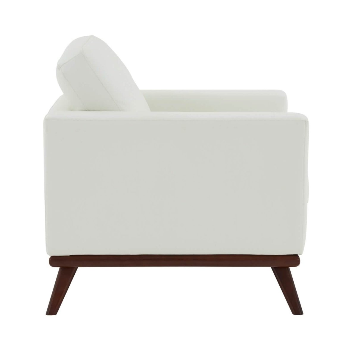 Chester Modern Leather/Mesh Accent Arm Chair With Birch Wood Base Leather White Sofa Leisuremod