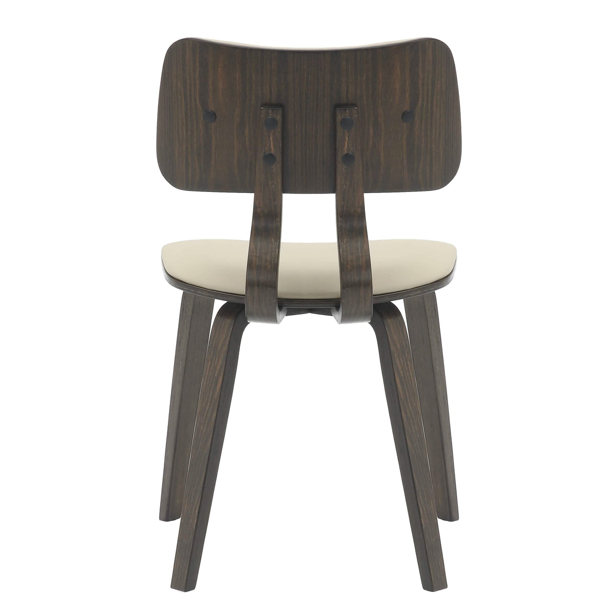 Clivo Modern Wooden Dining Chair Upholstered in Leather With Walnut Color Frame Dark Walnut Taupe Dining Chair Leisuremod
