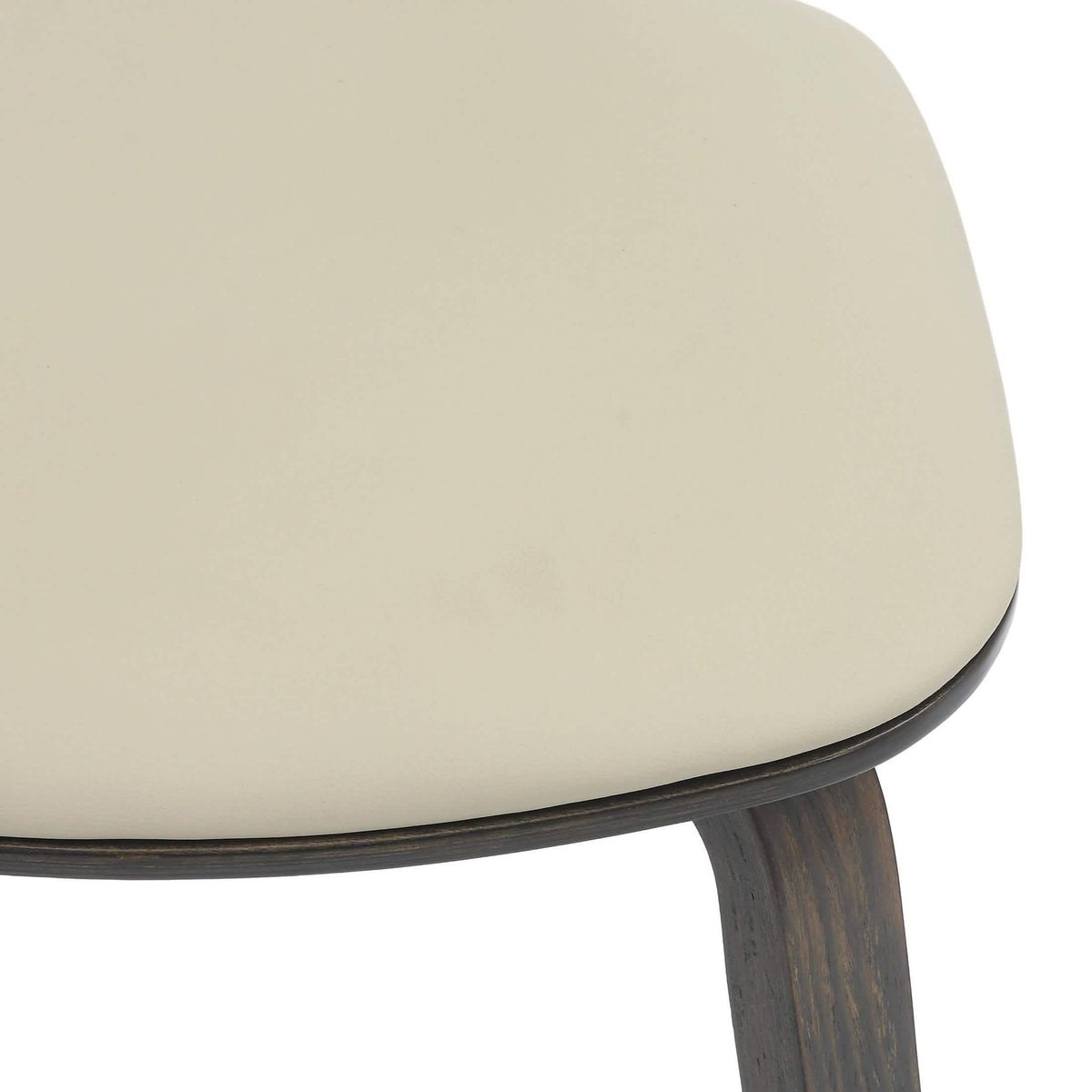 Clivo Modern Wooden Dining Chair Upholstered in Leather With Walnut Color Frame Dark Walnut Taupe Dining Chair Leisuremod