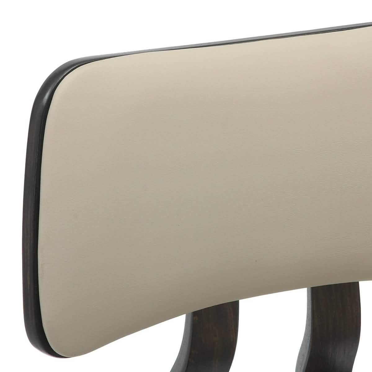 Clivo Modern Wooden Dining Chair Upholstered in Leather With Walnut Color Frame Dark Walnut Taupe Dining Chair Leisuremod