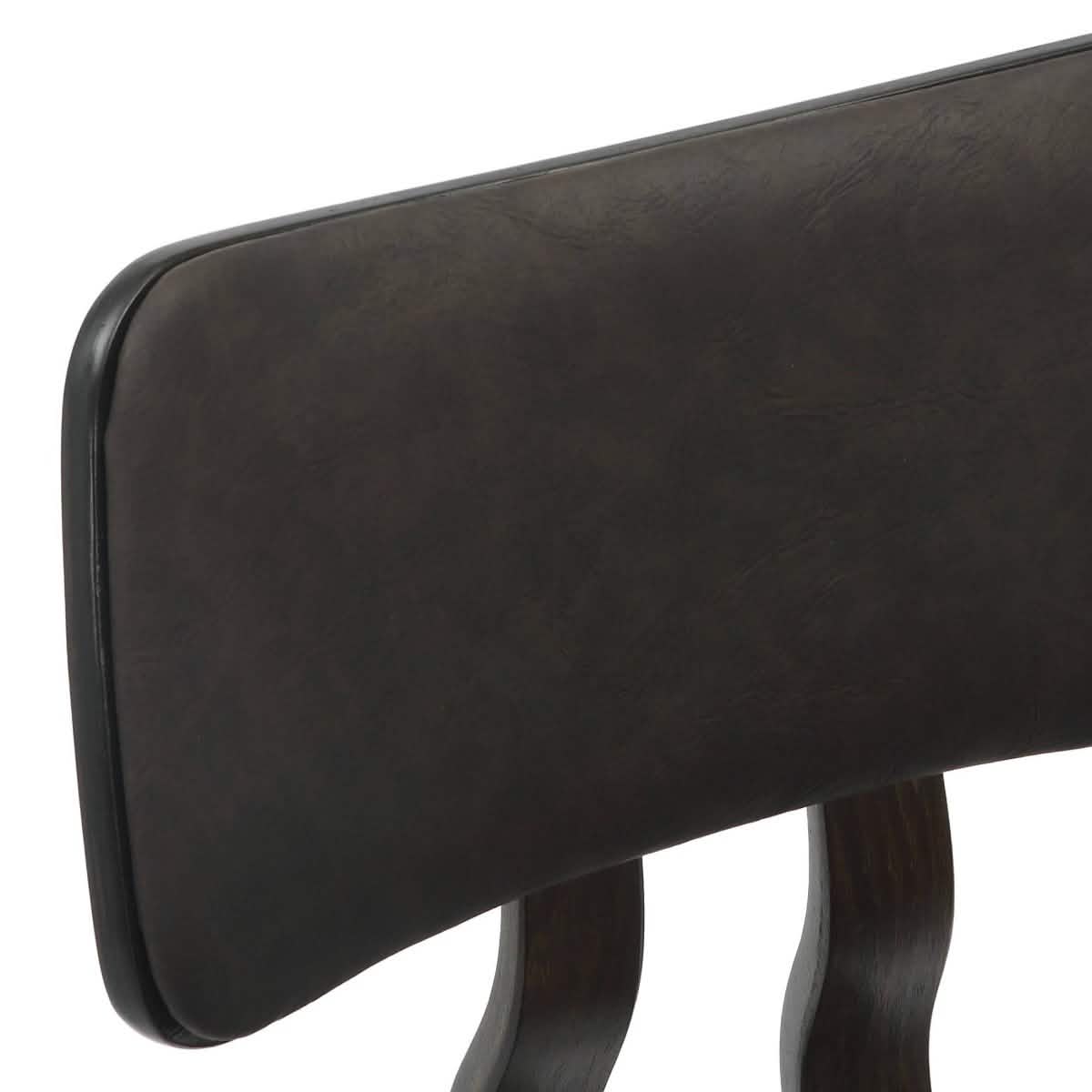 Clivo Modern Wooden Dining Chair Upholstered in Leather With Walnut Color Frame Dark Walnut Brown Dining Chair Leisuremod