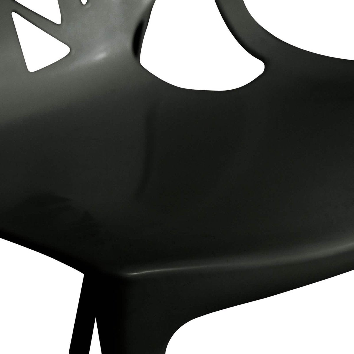 Cornelia Modern ABS Plastic Stackable Dining Chair with Cut-Out Tree Design Solid Black Dining Chair Leisuremod