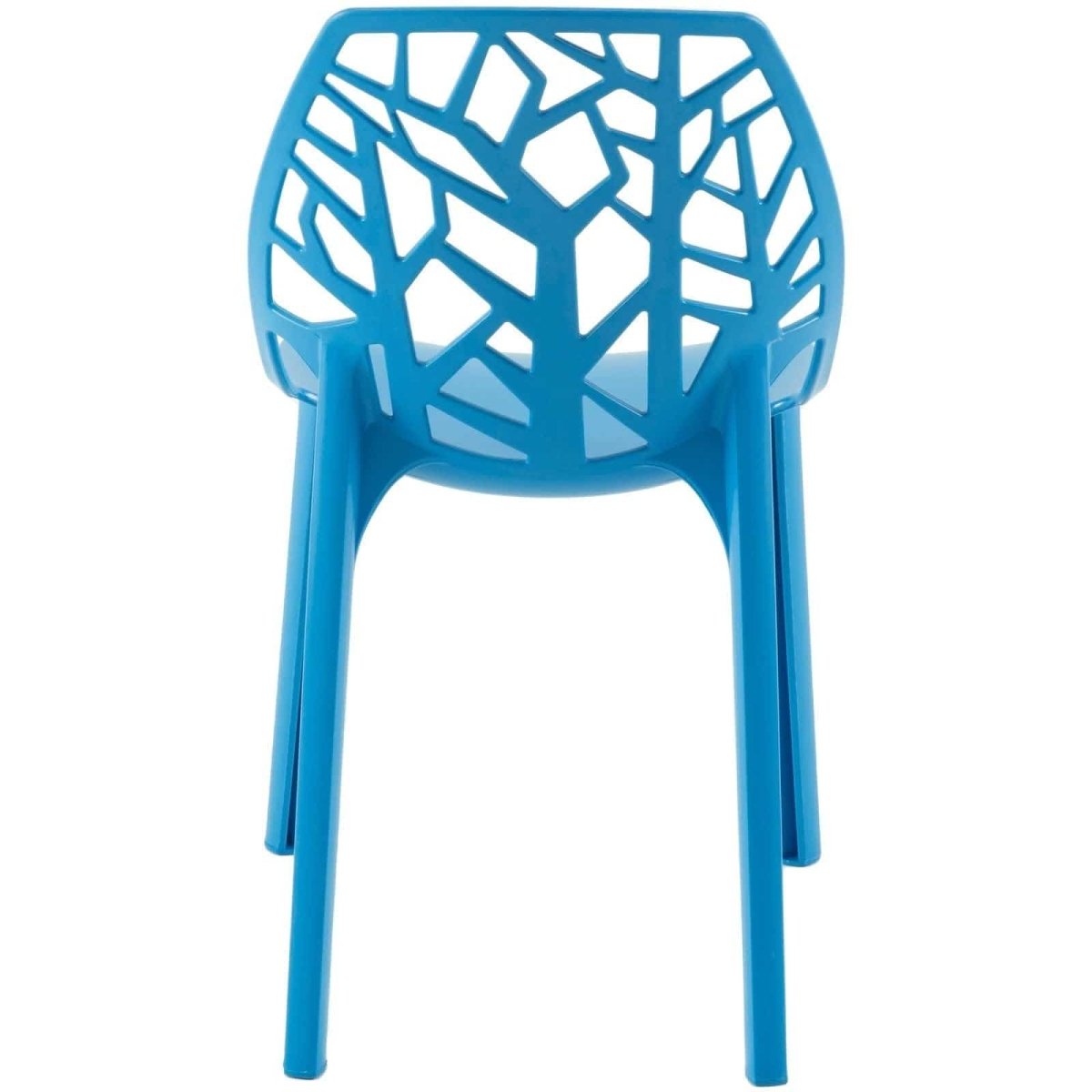 Cornelia Modern ABS Plastic Stackable Dining Chair with Cut-Out Tree Design Blue Dining Chair Leisuremod