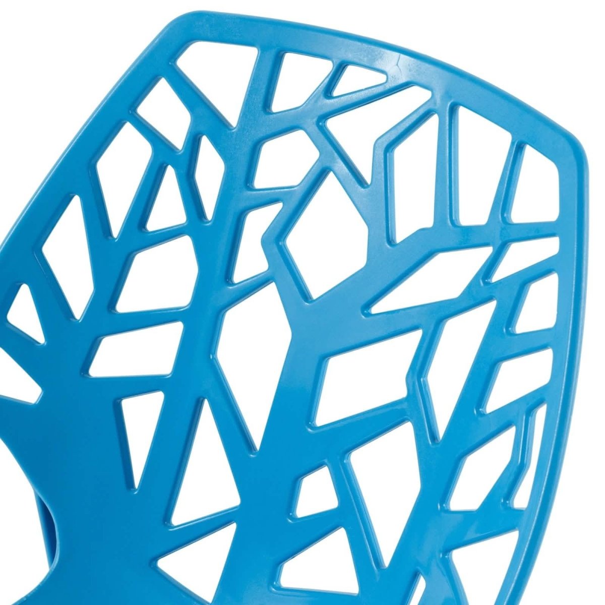 Cornelia Modern ABS Plastic Stackable Dining Chair with Cut-Out Tree Design Blue Dining Chair Leisuremod