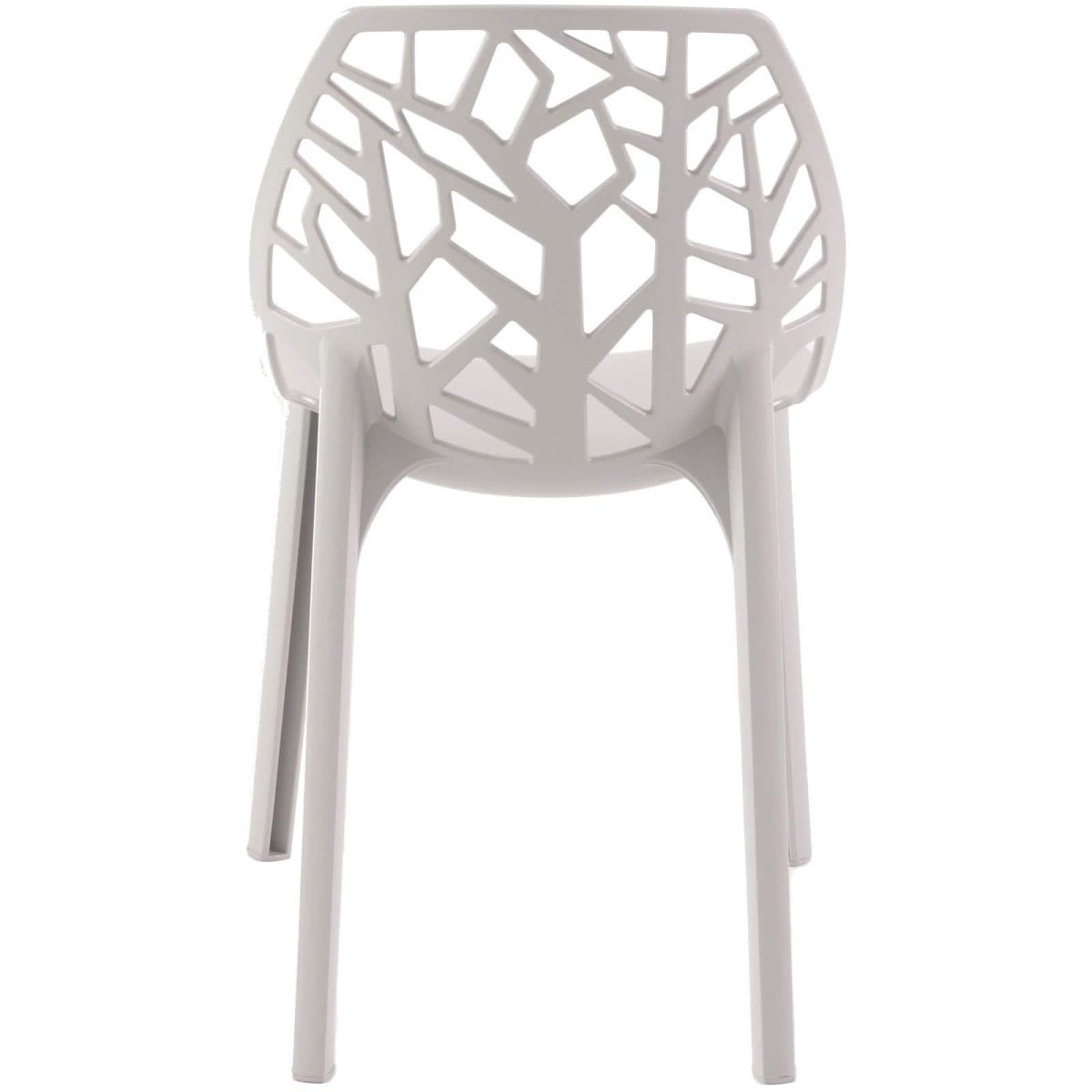 Cornelia Modern ABS Plastic Stackable Dining Chair with Cut-Out Tree Design Grey Dining Chair Leisuremod