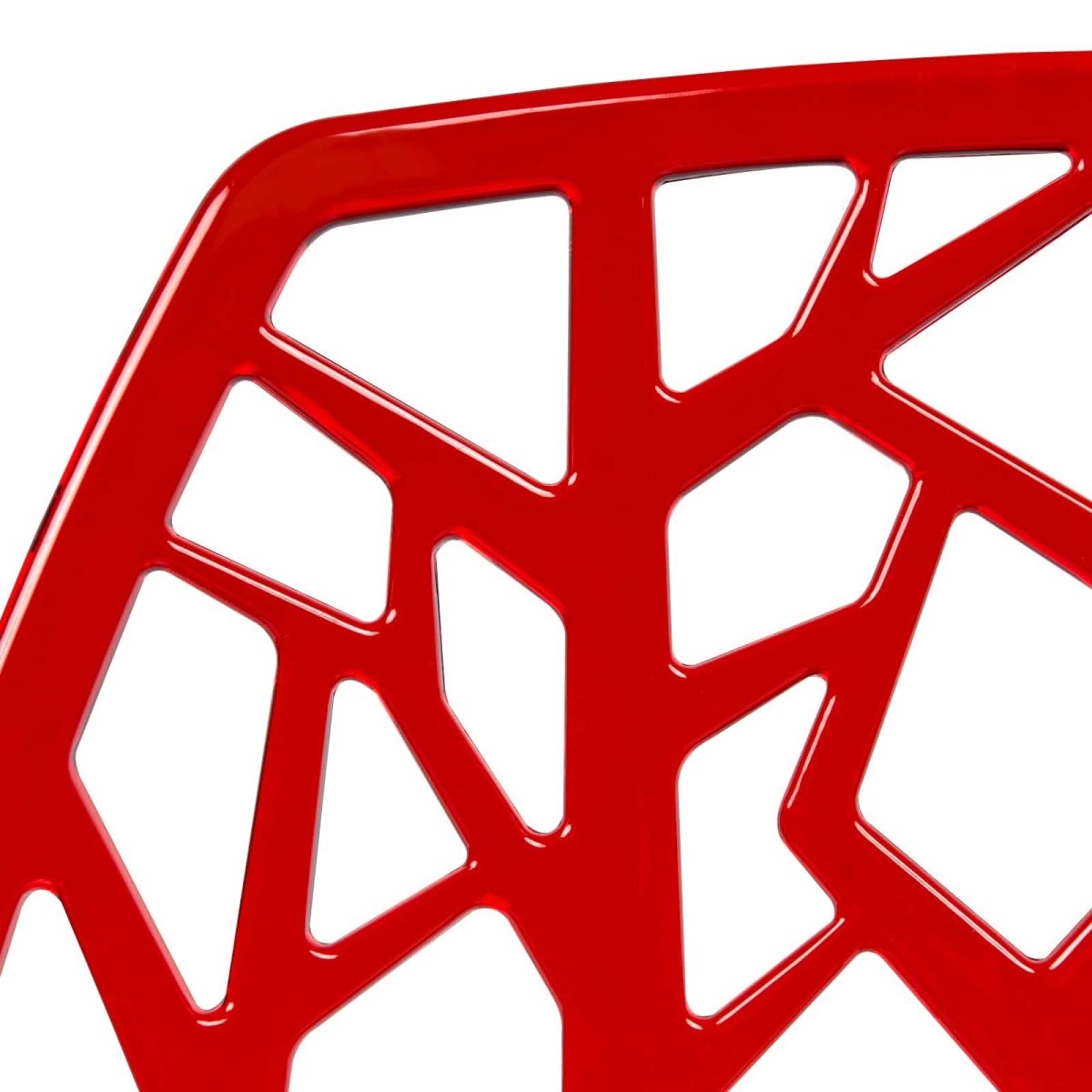 Cornelia Modern ABS Plastic Stackable Dining Chair with Cut-Out Tree Design Transparent Red Dining Chair Leisuremod