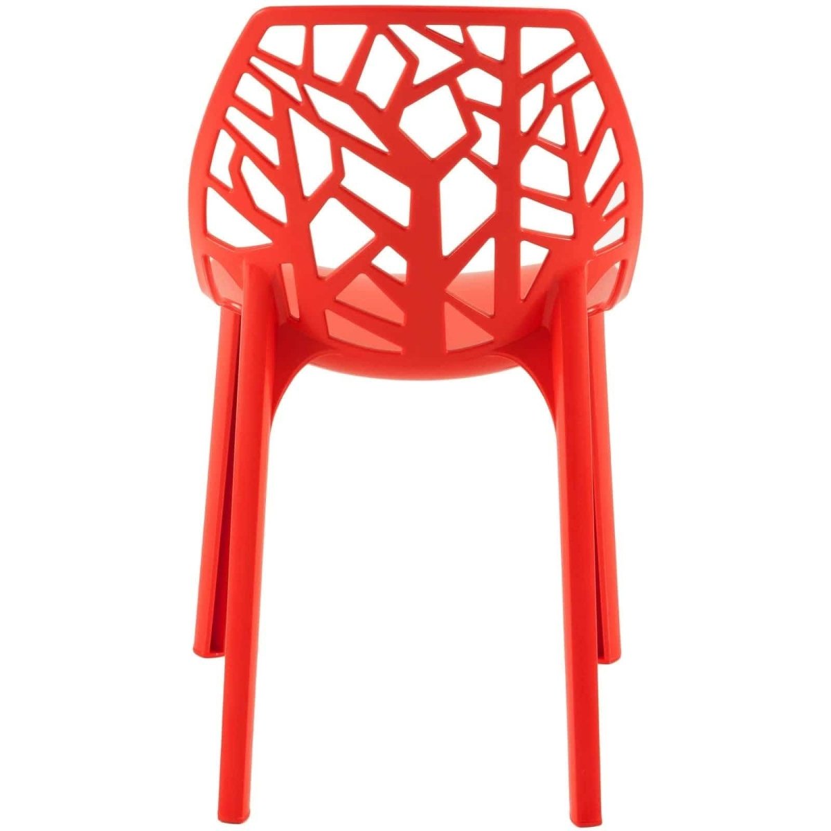 Cornelia Modern ABS Plastic Stackable Dining Chair with Cut-Out Tree Design Red Dining Chair Leisuremod