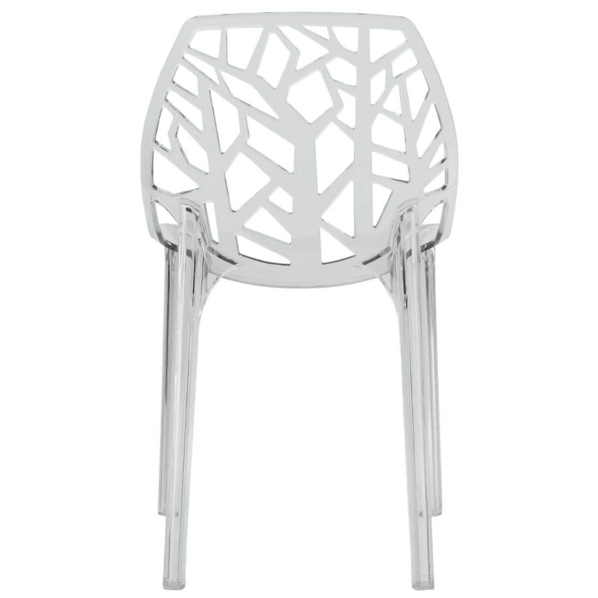 Cornelia Modern ABS Plastic Stackable Dining Chair with Cut-Out Tree Design Clear Dining Chair Leisuremod