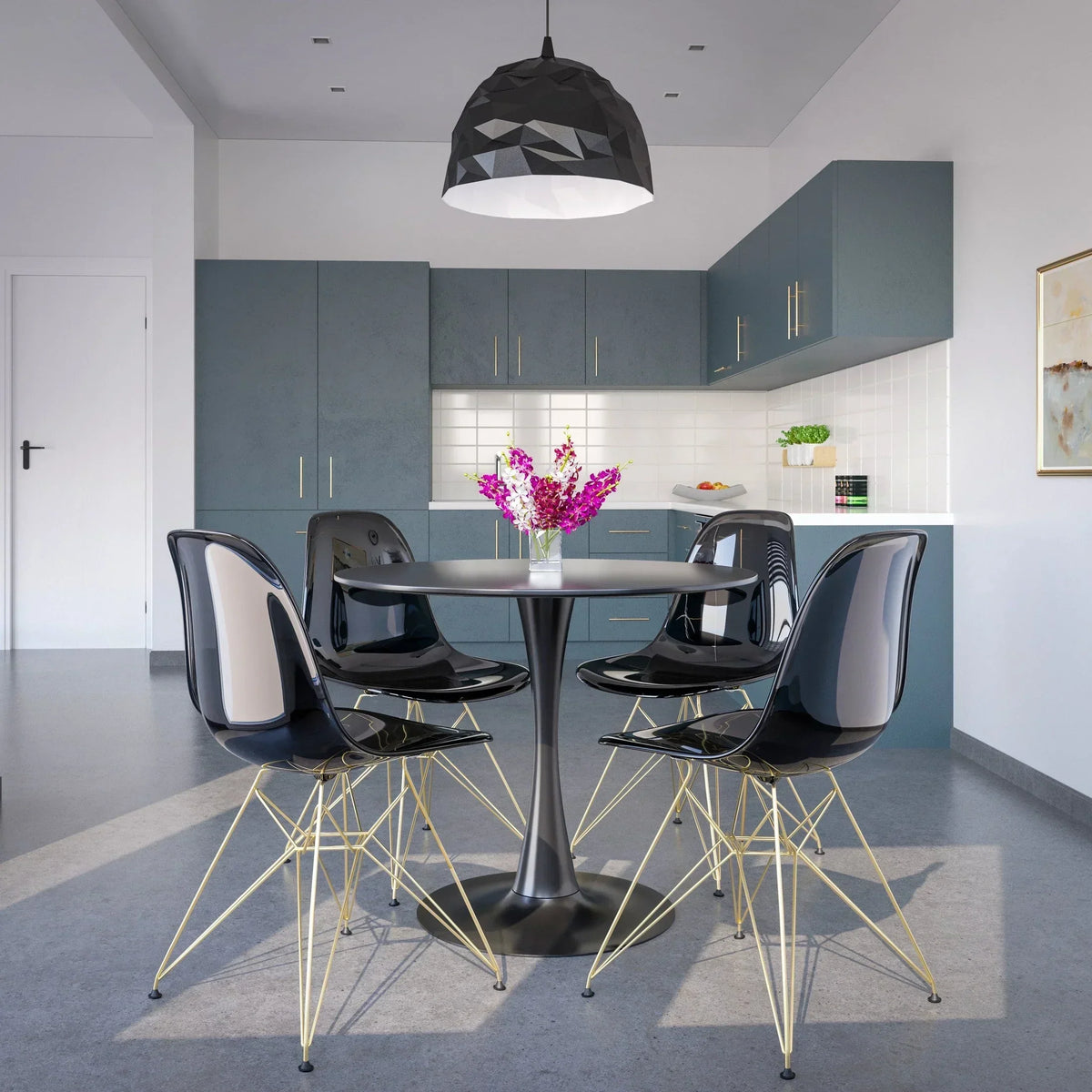 Dover and Cresco Modern Dining Chair Molded Side Chair with Base - Elax Furniture