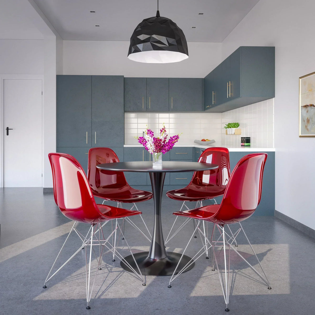 Dover and Cresco Modern Dining Chair Molded Side Chair with Base - Elax Furniture