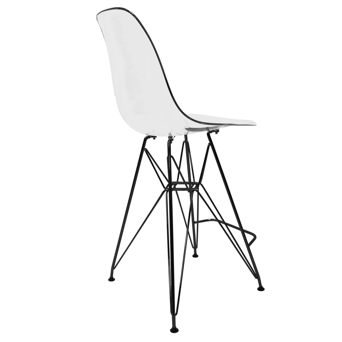 Cresco Modern Acrylic Barstool in Chrome Base for Kitchen and Dining Room - Elax Furniture