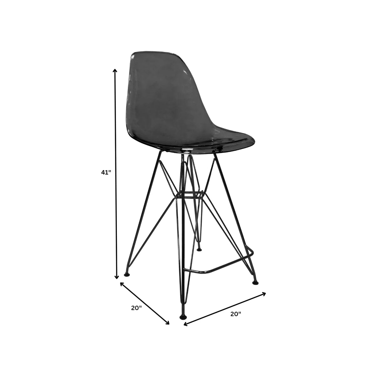 Cresco Modern Acrylic Barstool in Chrome Base for Kitchen and Dining Room - Elax Furniture
