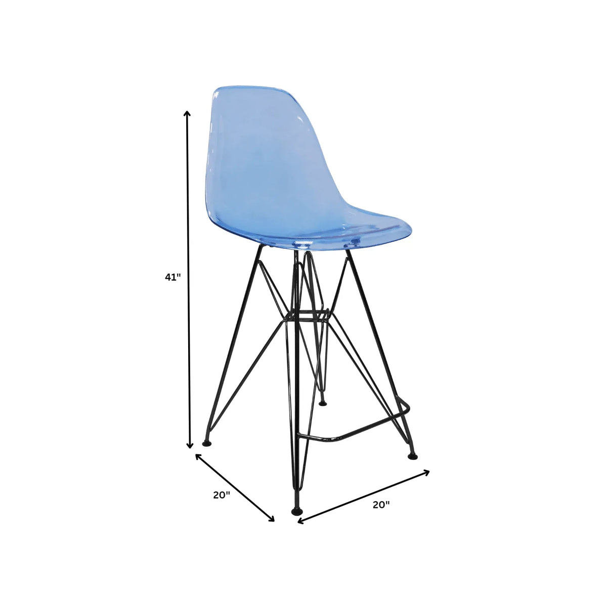 Cresco Modern Acrylic Barstool in Chrome Base for Kitchen and Dining Room - Elax Furniture