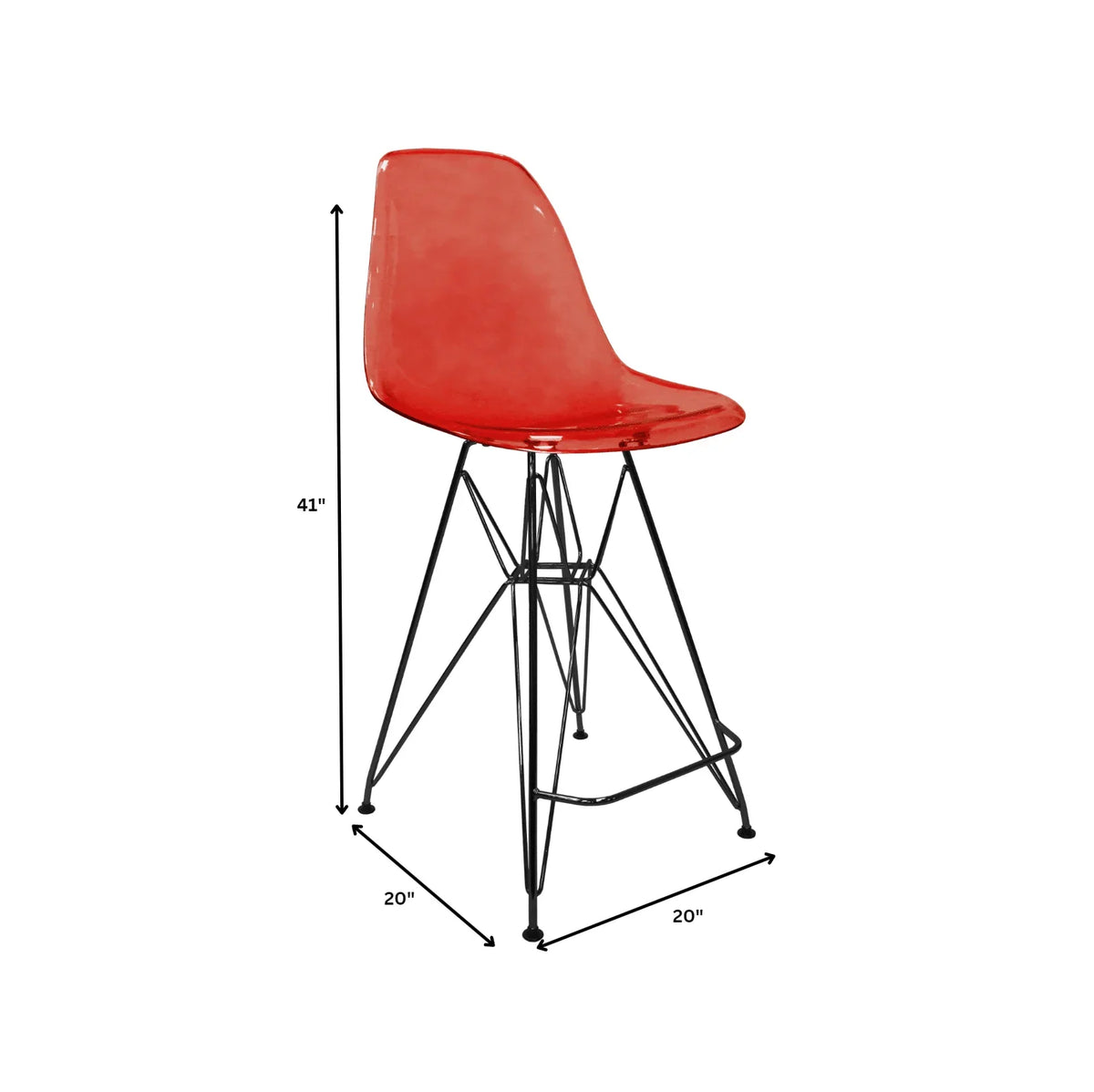 Cresco Modern Acrylic Barstool in Chrome Base for Kitchen and Dining Room - Elax Furniture