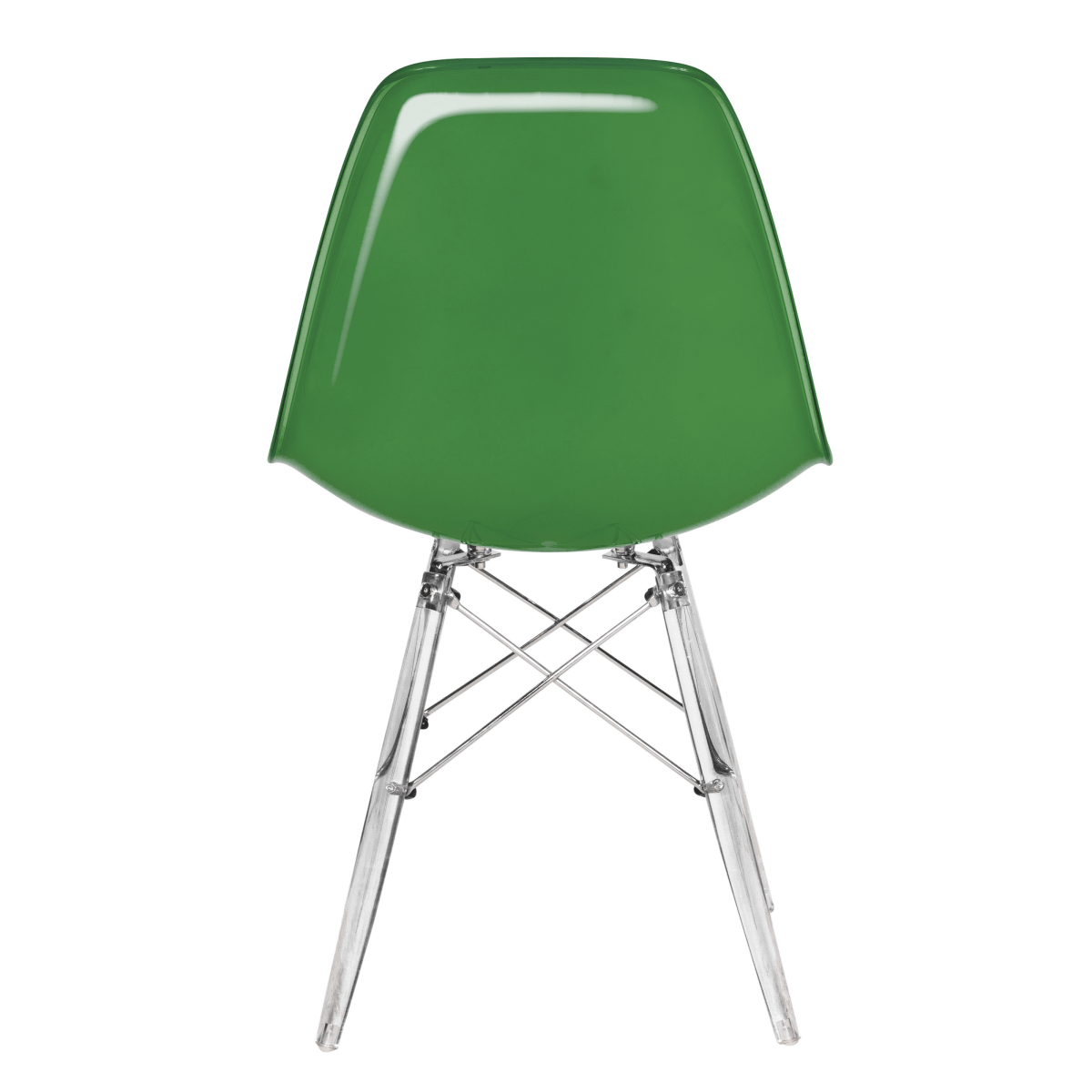 Cresco Modern Dining Side Chair in Curved Back Design with Multiple Base Options: Wood, Acrylic, Chrome & Gold Eiffel Design Acrylic Transparent White Green Dining Chair Leisuremod