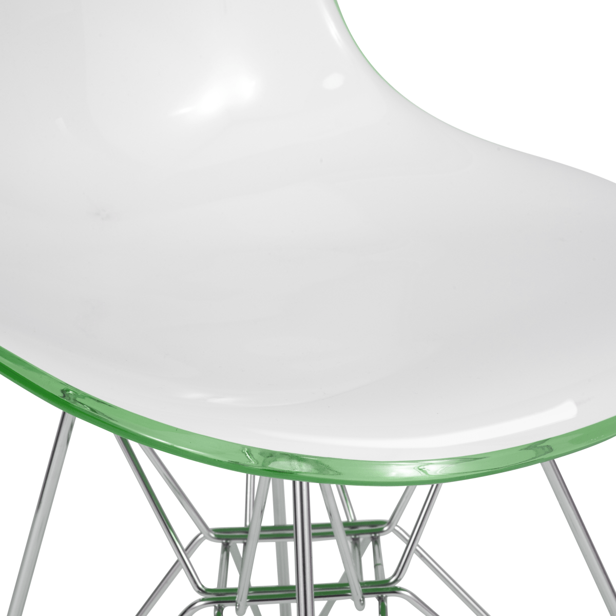 Cresco Modern Dining Side Chair in Curved Back Design with Multiple Base Options: Wood, Acrylic, Chrome & Gold Eiffel Design Stainless Steel Silver White Green Dining Chair Leisuremod