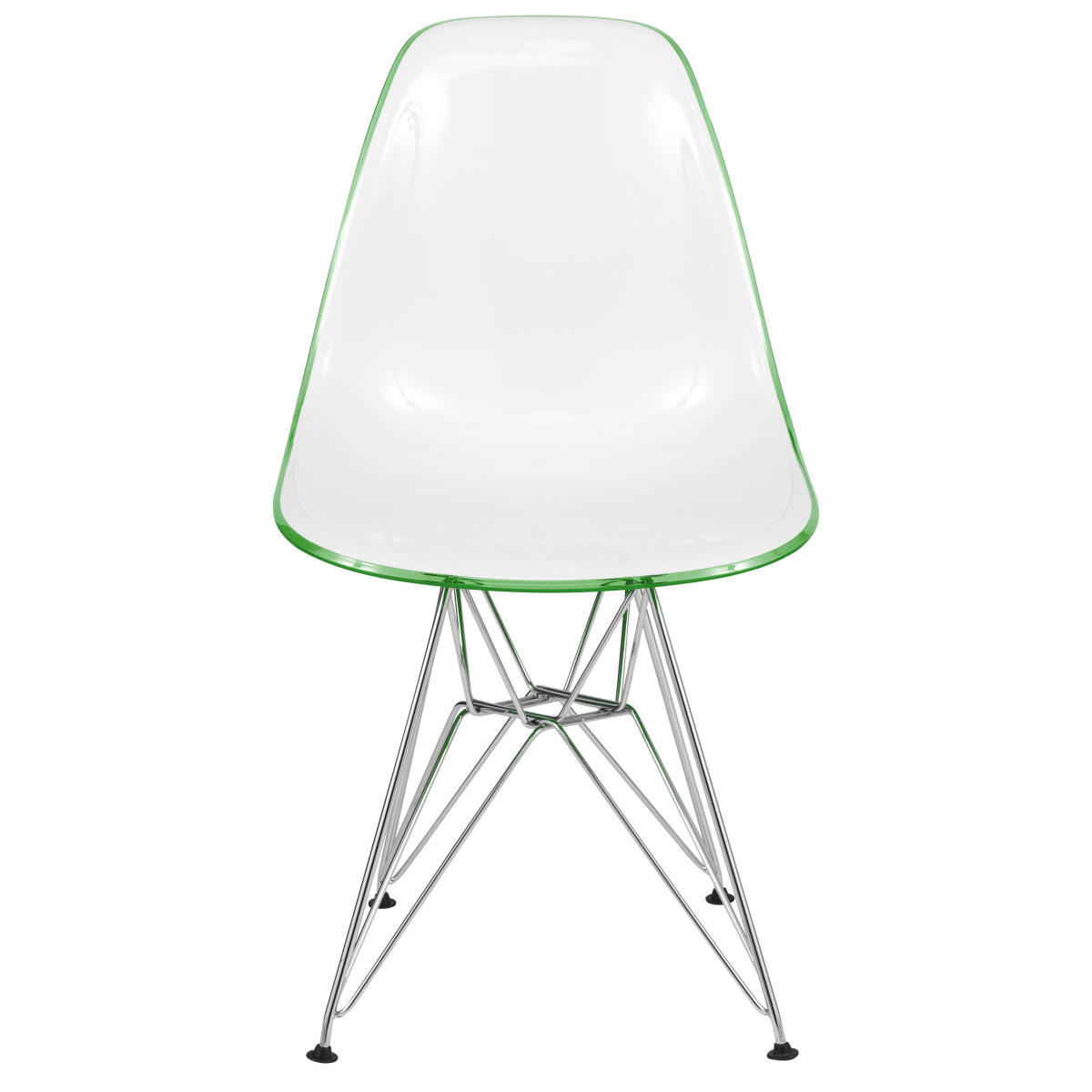 Cresco Modern Dining Side Chair in Curved Back Design with Multiple Base Options: Wood, Acrylic, Chrome & Gold Eiffel Design Stainless Steel Silver White Green Dining Chair Leisuremod
