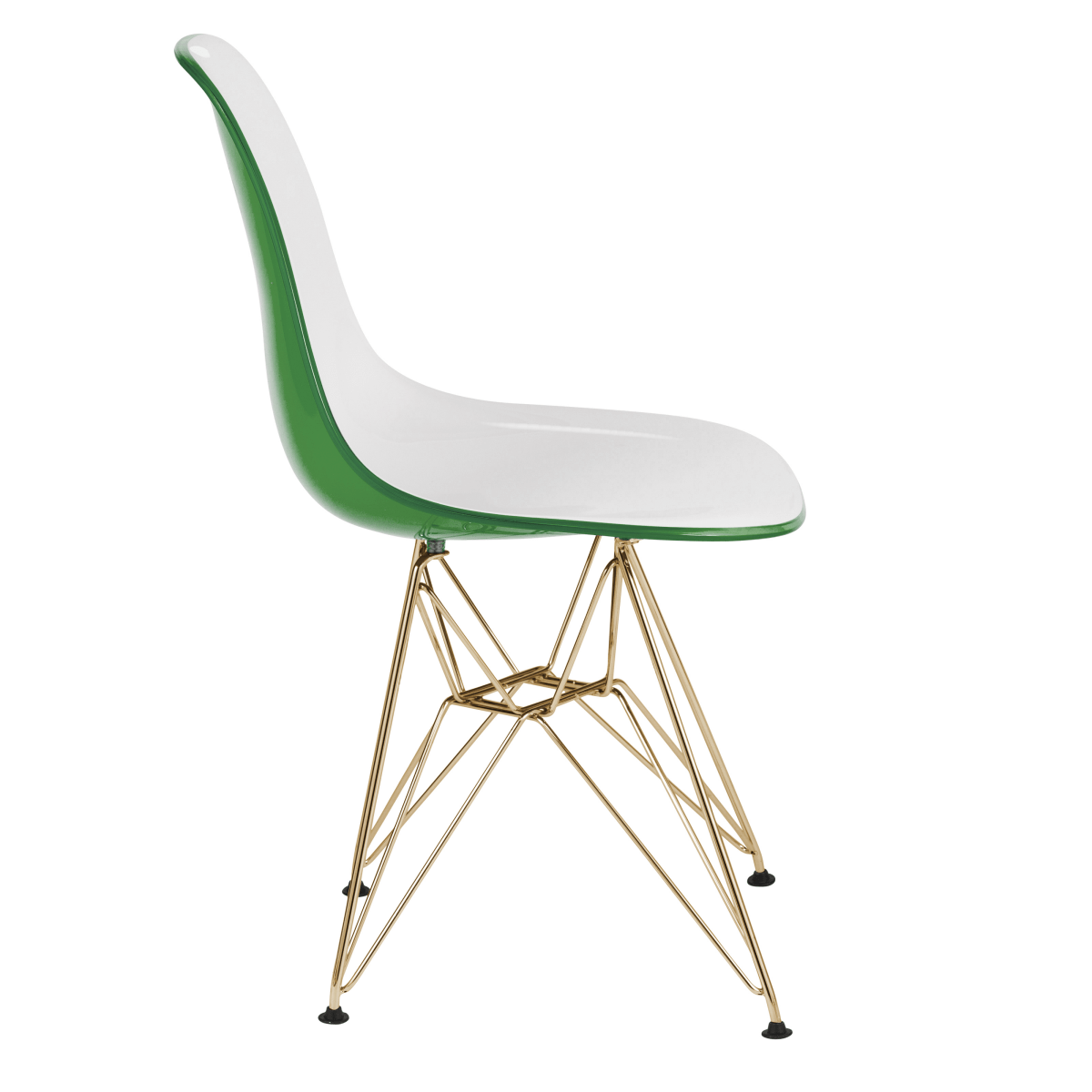 Cresco Modern Dining Side Chair in Curved Back Design with Multiple Base Options: Wood, Acrylic, Chrome & Gold Eiffel Design Stainless Steel Gold White Green Dining Chair Leisuremod