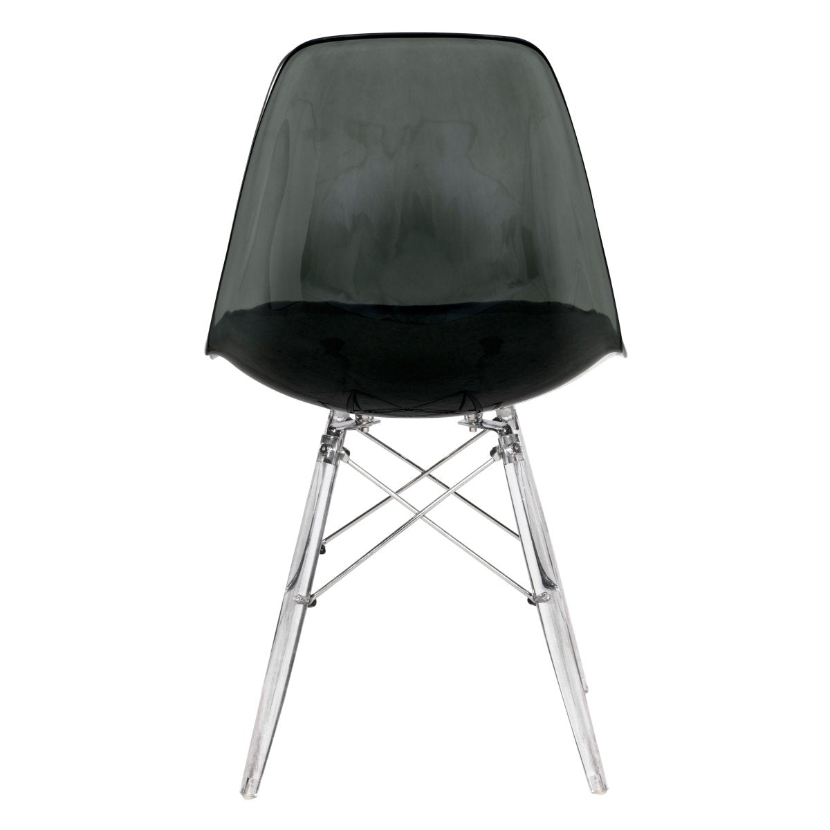 Cresco Modern Dining Side Chair in Curved Back Design with Multiple Base Options: Wood, Acrylic, Chrome & Gold Eiffel Design Acrylic Transparent Transparent Black Dining Chair Leisuremod