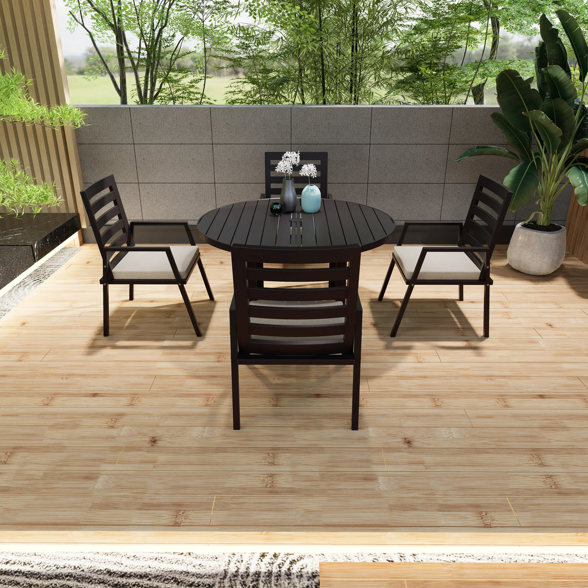 Chelsea 48" Round Outdoor Aluminum Dining Table for Patio - Elax Furniture
