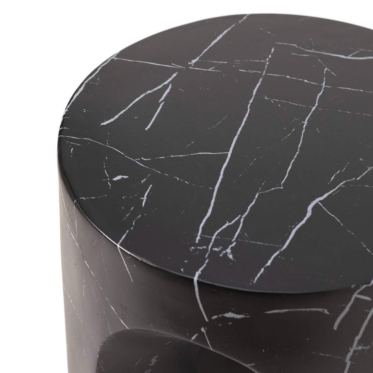 Crus Fiberstone Outdoor Side Table With Arched Base Design Marbleized Black Side Table Leisuremod
