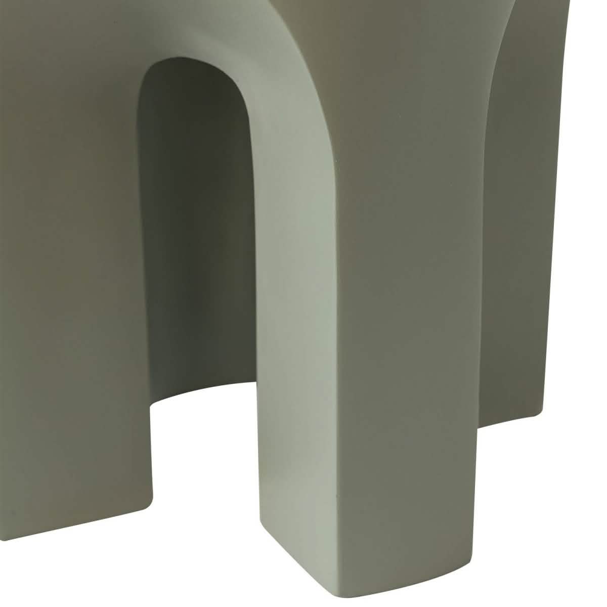 Crus Fiberstone Outdoor Side Table With Arched Base Design Gray Side Table Leisuremod