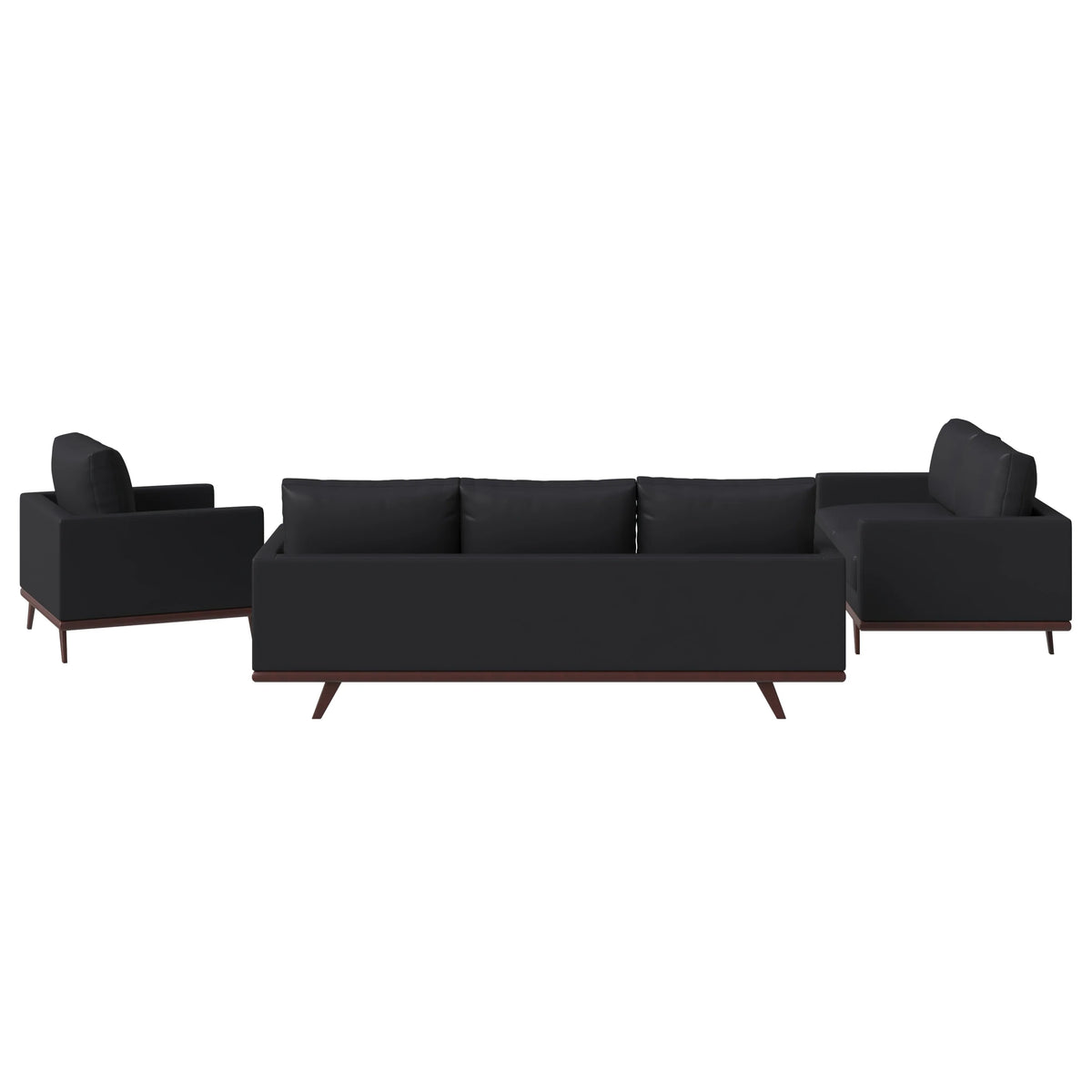 Chester 3-Piece Leather Living Room Sofa Set with Birch Wood Base - Elax Furniture
