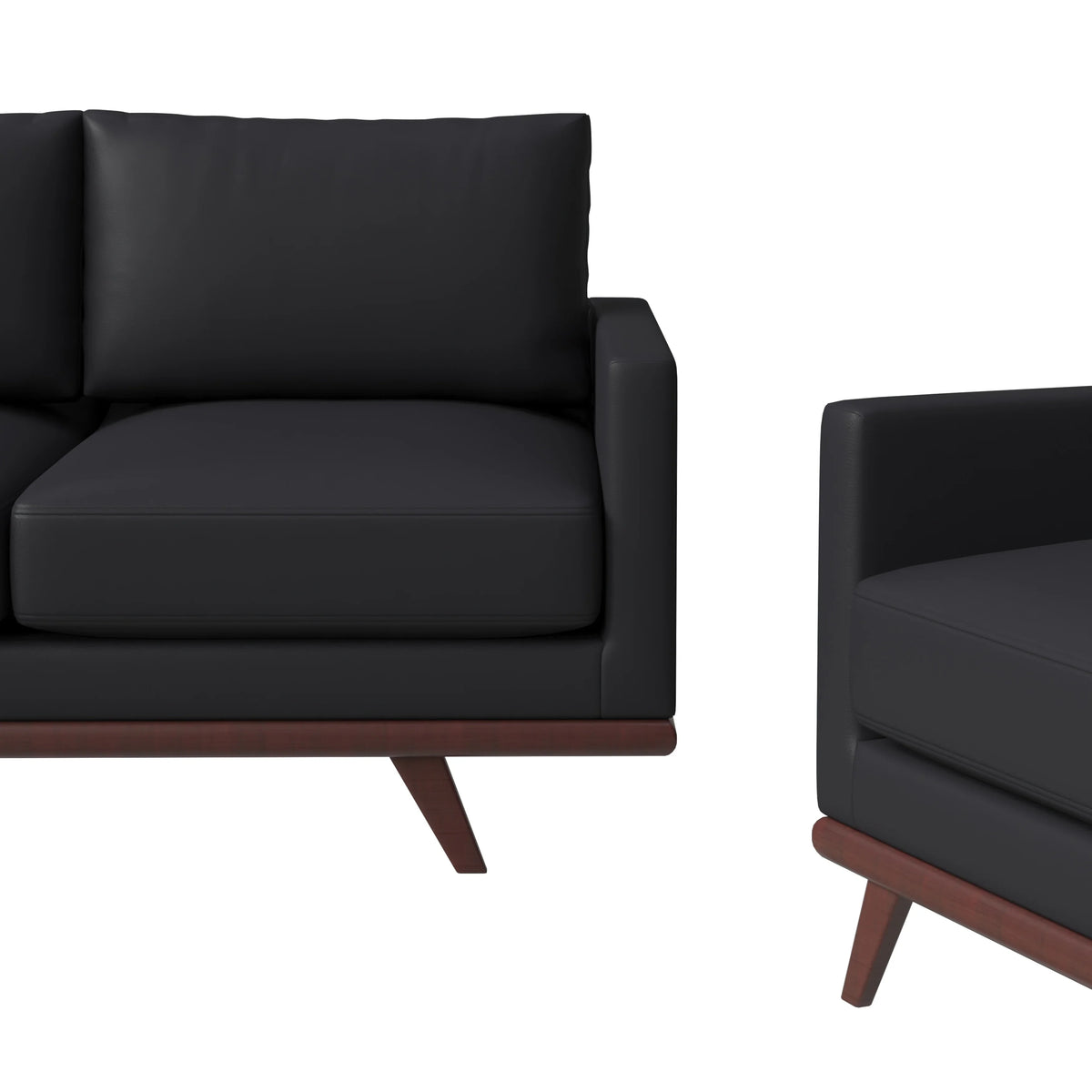 Chester 3-Piece Leather Living Room Sofa Set with Birch Wood Base - Elax Furniture