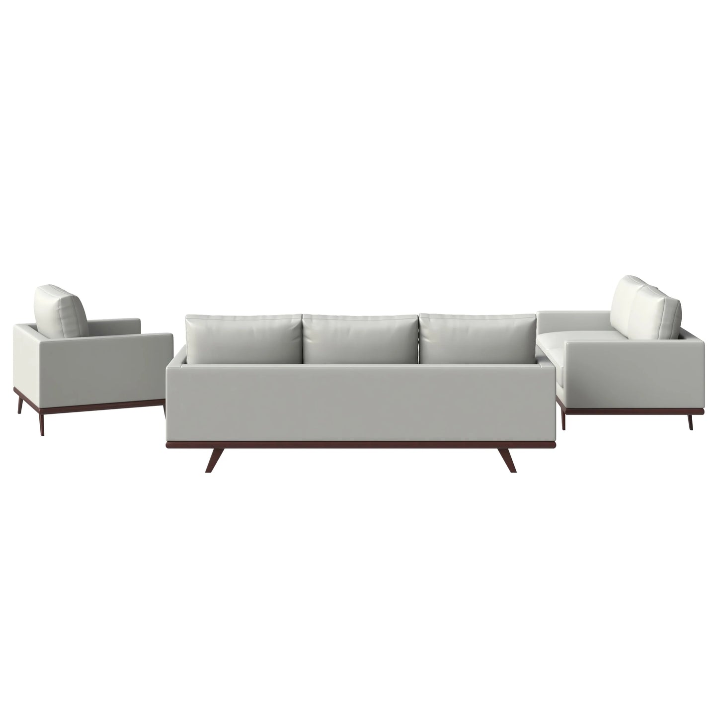 Chester 3-Piece Leather Living Room Sofa Set with Birch Wood Base - Elax Furniture