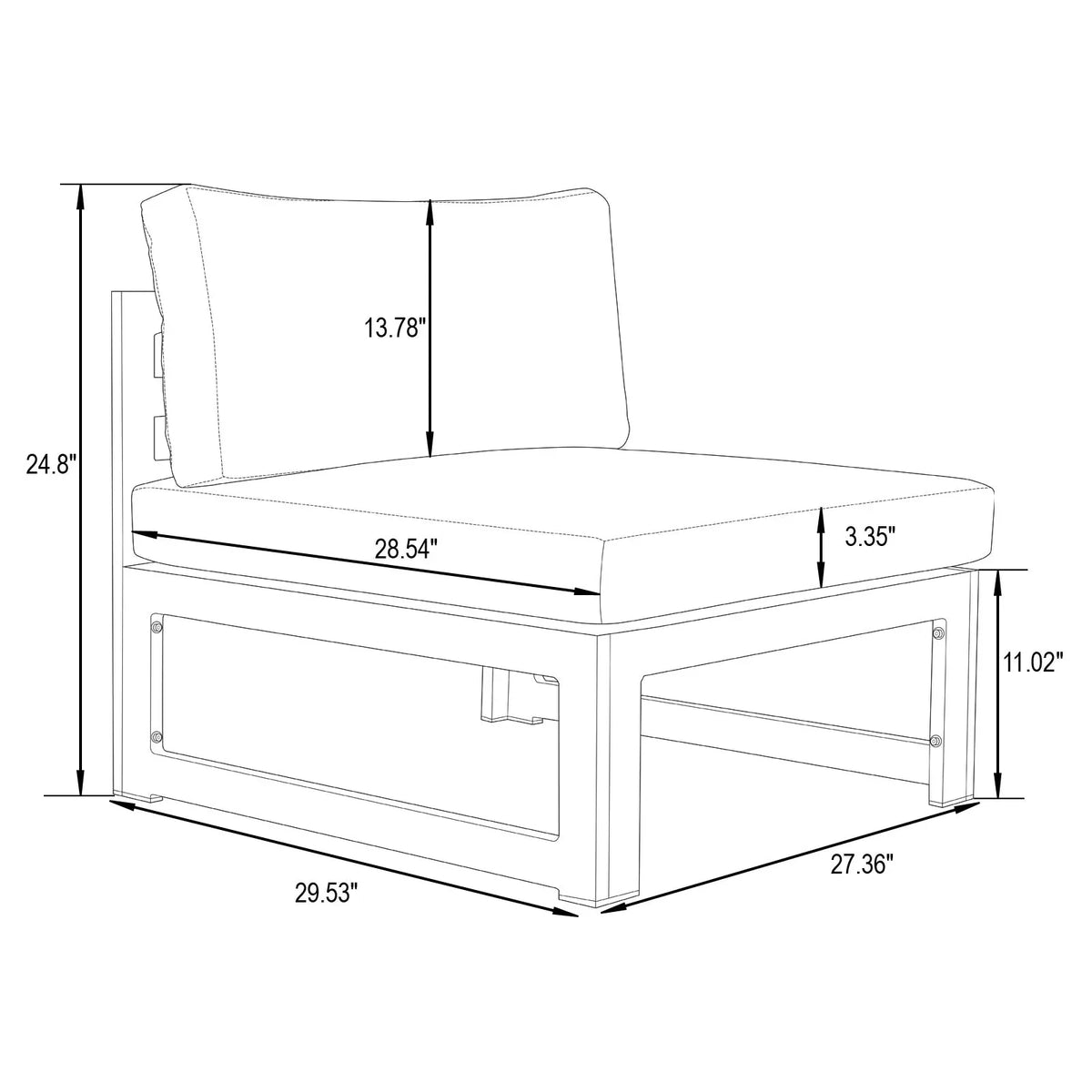 Chelsea 4-Piece Middle Patio Chairs Black Aluminum With Cushions - Elax Furniture
