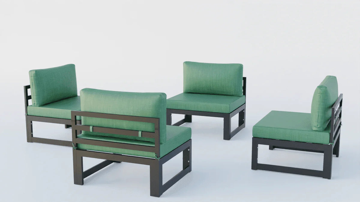 Chelsea 4-Piece Middle Patio Chairs Black Aluminum With Cushions - Elax Furniture