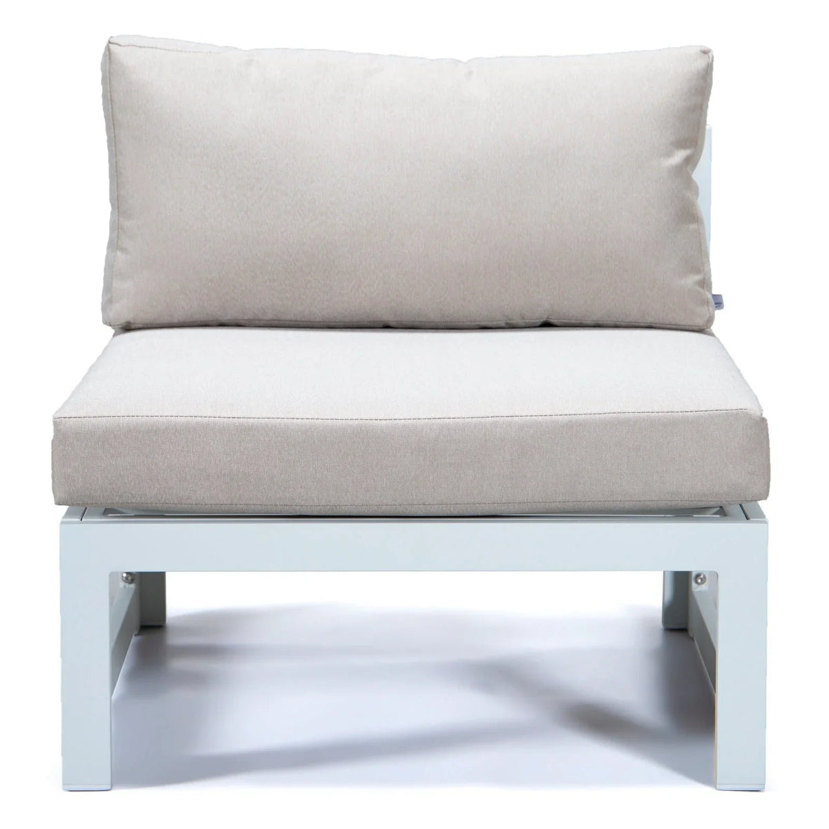 Chelsea 7-Piece Patio Sectional And Fire Pit Table In White Aluminum With Cushions - Elax Furniture