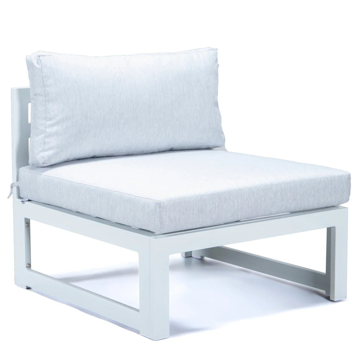 Chelsea 7-Piece Patio Sectional And Fire Pit Table In White Aluminum With Cushions - Elax Furniture