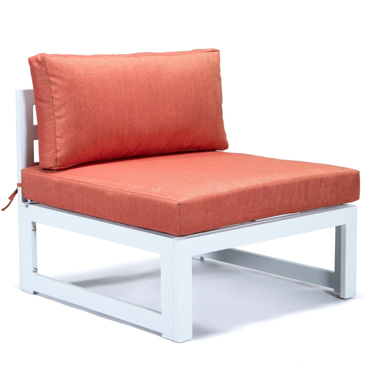Chelsea 7-Piece Patio Sectional And Fire Pit Table In White Aluminum With Cushions - Elax Furniture
