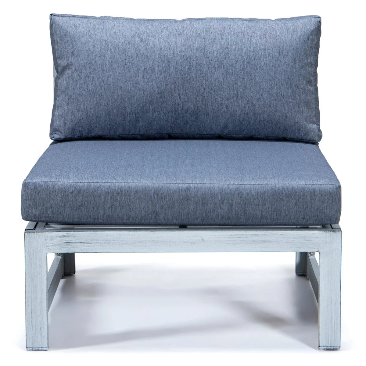 Chelsea 7-Piece Patio Sectional And Fire Pit Table In Weathered Grey Aluminum With Cushions - Elax Furniture