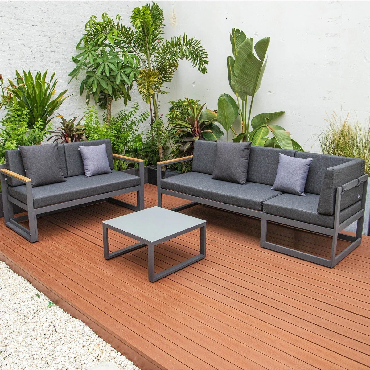 Chelsea Black Sectional With Adjustable Headrest & Coffee Table With Two Tone Cushions - Elax Furniture