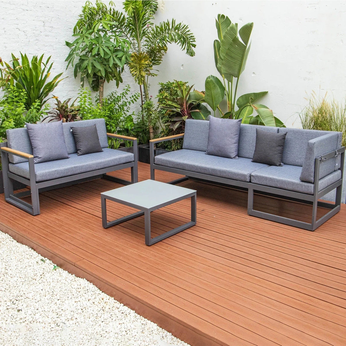Chelsea Black Sectional With Adjustable Headrest & Coffee Table With Two Tone Cushions - Elax Furniture